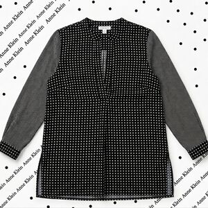 PLUS - Anne Klein Black and White Dot TUNIC